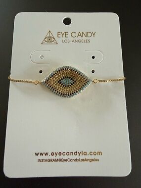 New Eye Candy Evil Eye adjustable rhinestone bracelet